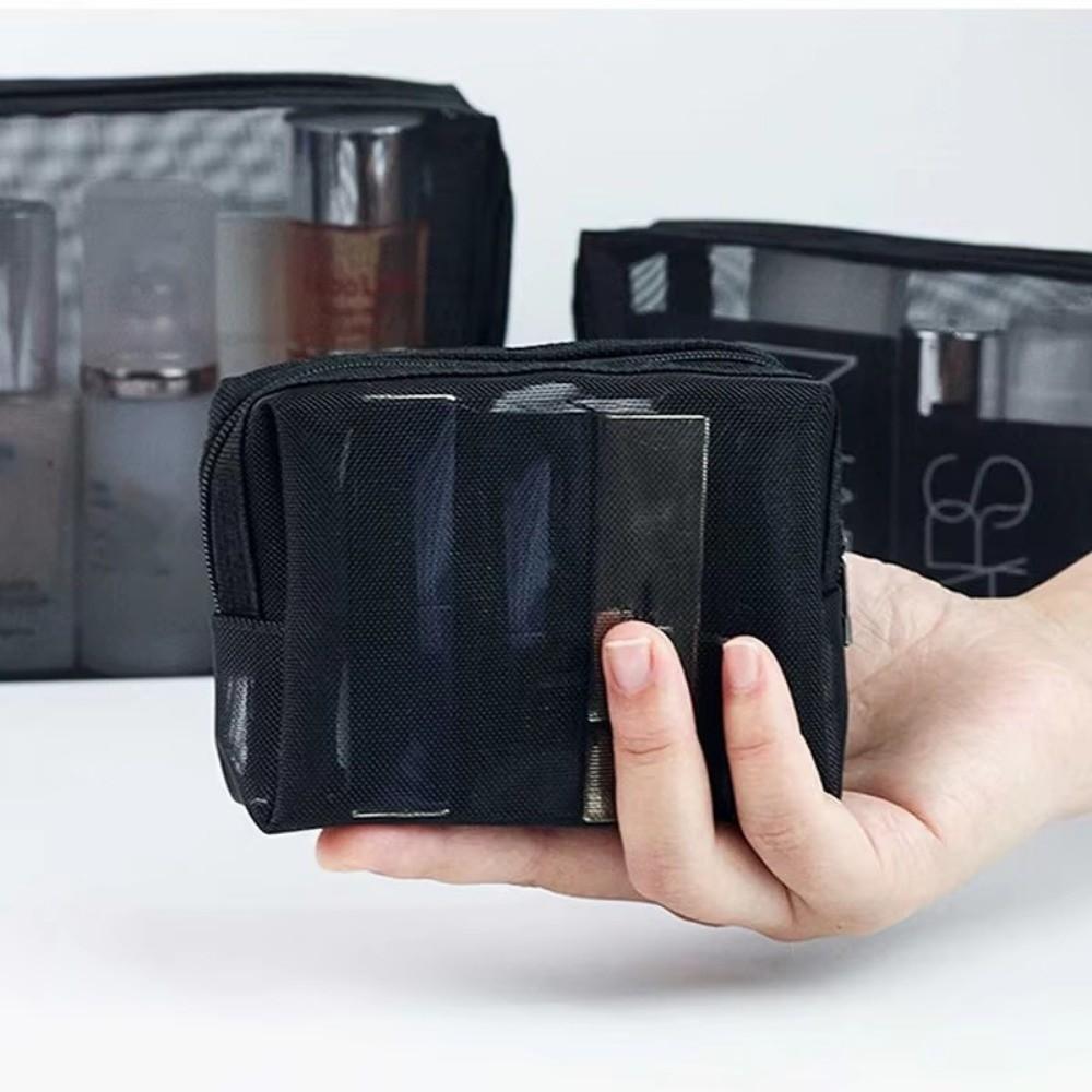 3pcs/set Fashion Mesh Makeup Bag Portable Mini Cosmetic Organizer Transparent Travel Toiletry Pouch For Lipstick & Cosmetics