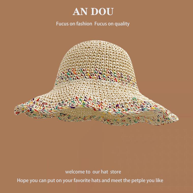 Весенне-летняя милая соломенная шляпа с диким плетением, женская солнцезащитная шляпа для моря, солнцезащитный крем для рыбалки, шляпа с большими полями, показывающая лицо, маленькая шляпа-горшок, прилив