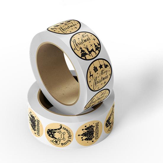 1 рулон рождественской клейкой клейкой темы, этикетка для печати, самостоятельная прочная, насыщенная, цветная подарочная коробка «сделай сам»