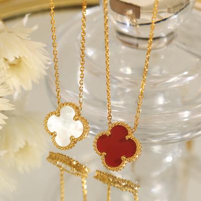 Новое ожерелье из титановой стали, не теряющее цвет, универсальное, простое, с подвеской в виде четырехлистного клевера для женщин