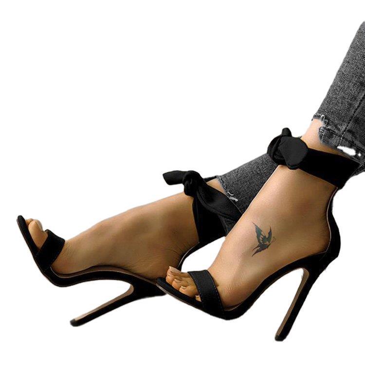 Популярные летние 2024 года сексуальные босоножки на тонком каблуке с бантом на супер каблуке женские босоножки