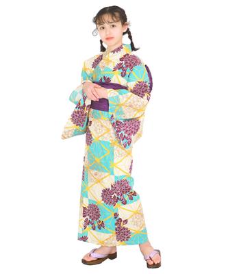 Юката комплект Junior Retro B Change Weave 2 шт. Heiko Girls Shade [KYOETSU] (Юката, Оби) (140см, 5. Хризантема)