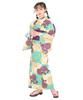 Yukata Set Junior Retro B Change Weave 2 Piece Set Heiko Girls Shade [KYOETSU] (Yukata, Obi) (140cm, 5. Chrysanthemum)