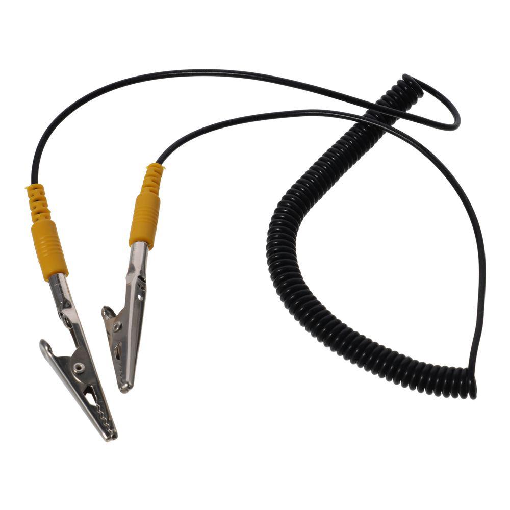 Витой шнур 2 мм, полиуретан, металл, с двойным зажимом типа «крокодил» Прочный антистатический заземляющий кабель ESD