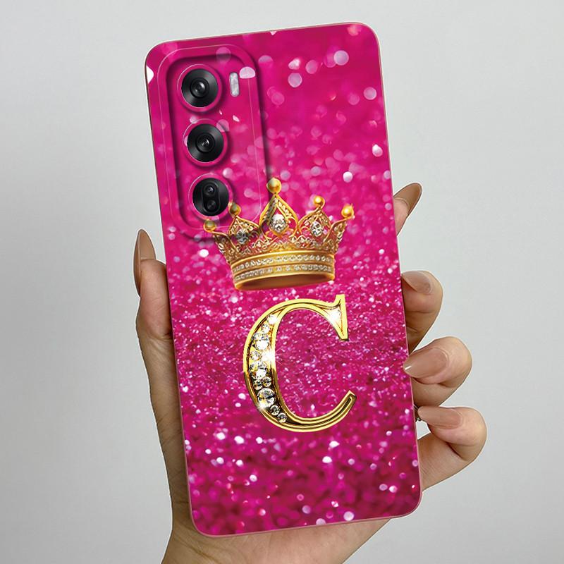 Чехол для OPPO Reno 12 Pro 5G С буквенным принтом Корона Жидкий силикон Чехол для телефона Для OPPO Reno12 Reno 12 12Pro Coque CPH2625 CPH2629 Funda