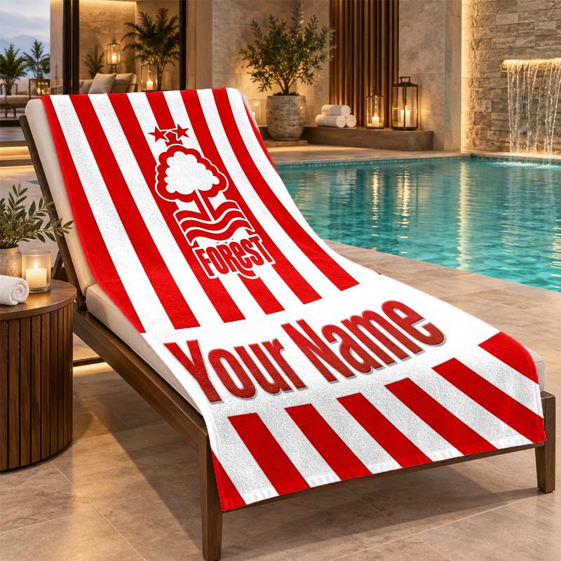 Custom Name Nottingham Forest Beach Towel Personalized Text Soft Towel Swimming Travel Bath Gift