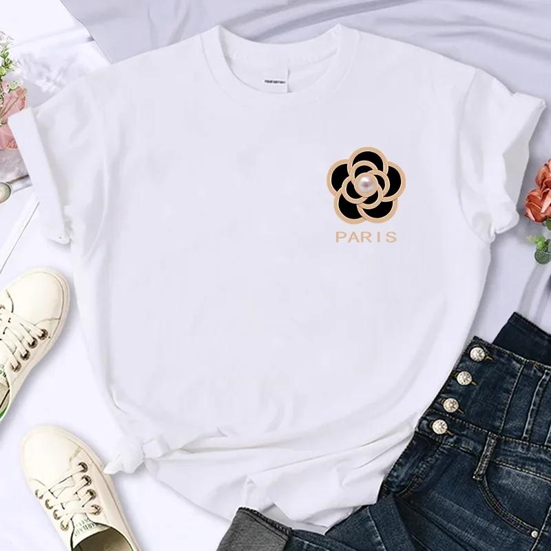 Футболка люксового бренда Flower For Women's, высококачественная, летняя, с принтом, 100% хлопок, повседневная, свободного покроя, Y2k, с рукавом и круглым вырезом, унисекс