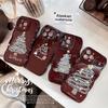 Luxury Oil Painting Christmas Tree Red Phone Case for iPhone 15 14 13 12 11 Pro Max Soft Silicone All-wrap Fall Protection Cases