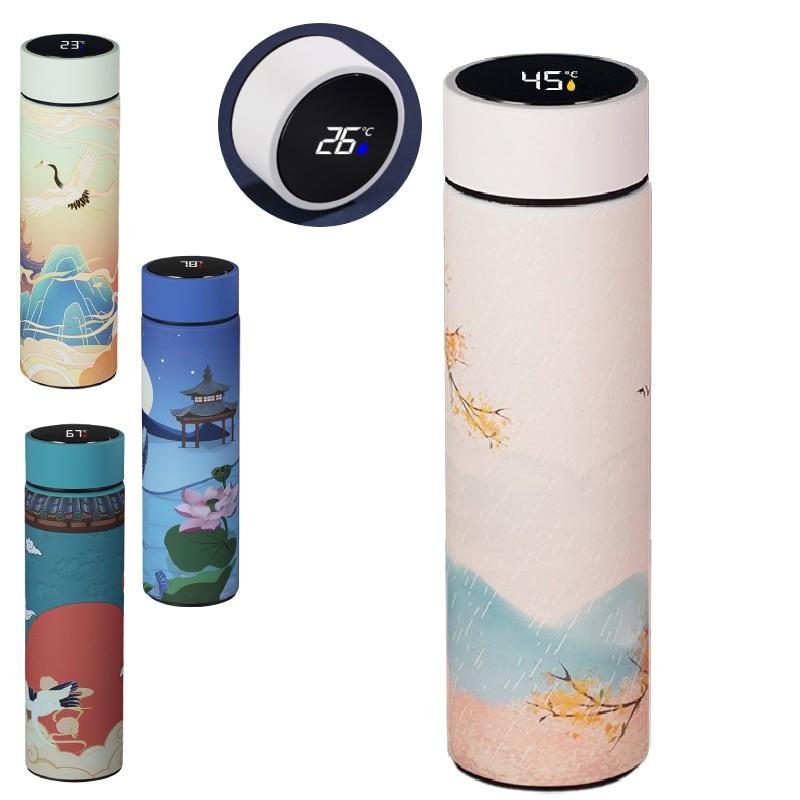 Креативный светодиодный дисплей температуры, вакуумная фляга из нержавеющей стали, 500 мл