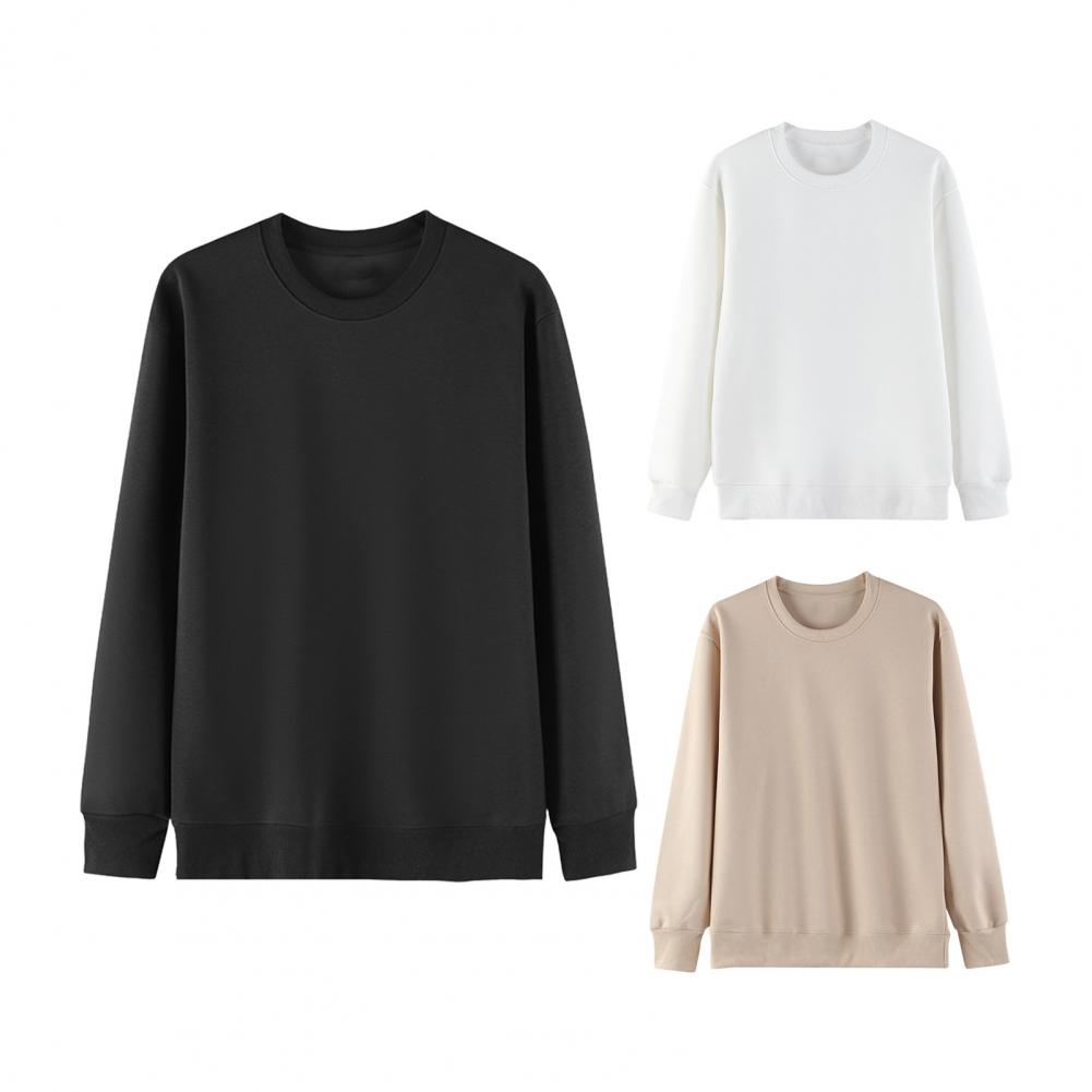 Унисекс Осень Зима Толстовка Круглый вырез Длинные рукава Эластичные манжеты Чистый цвет Термобелье Верх Базовая одежда Весна