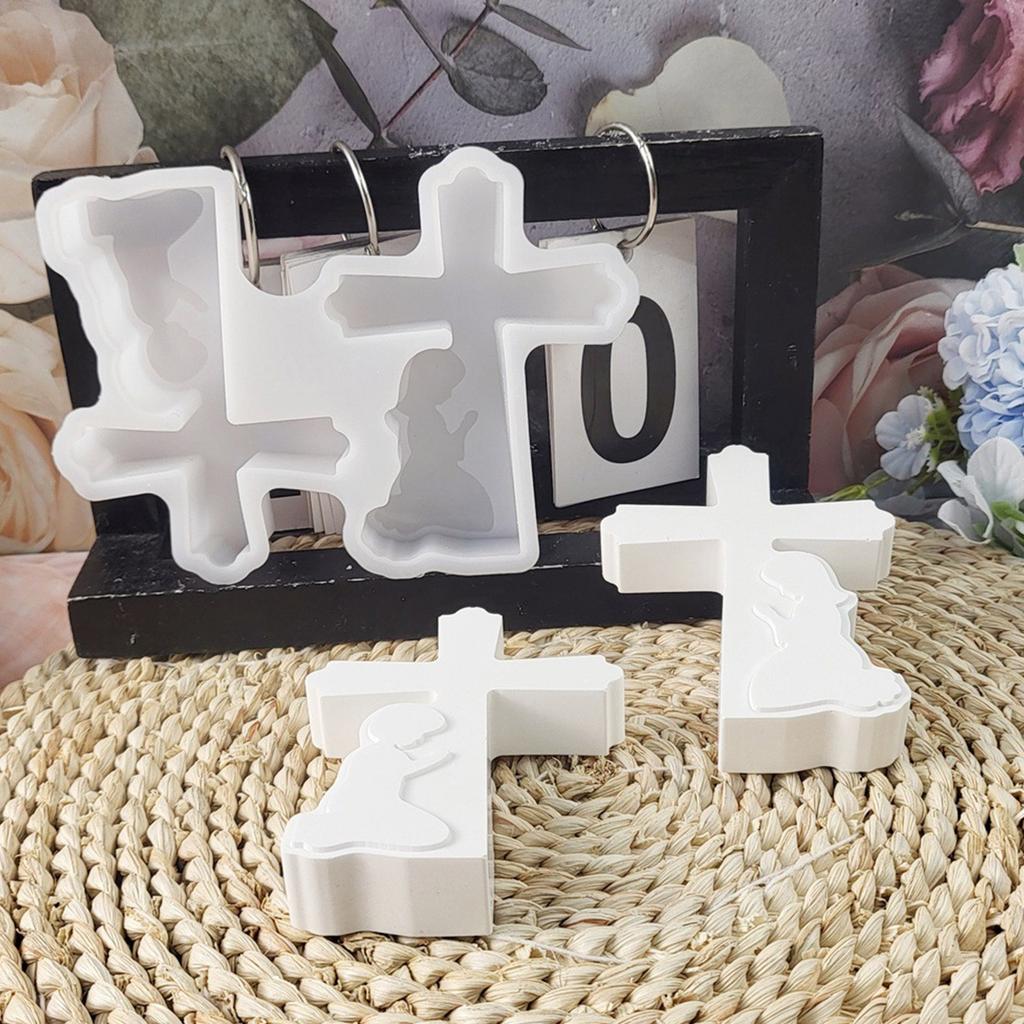 Силиконовая форма, создающая детализированные фигурки молящихся мальчика и девочки с крестами, статуэтки для эпоксидной смолы, изготовления свечей, DIY поделок