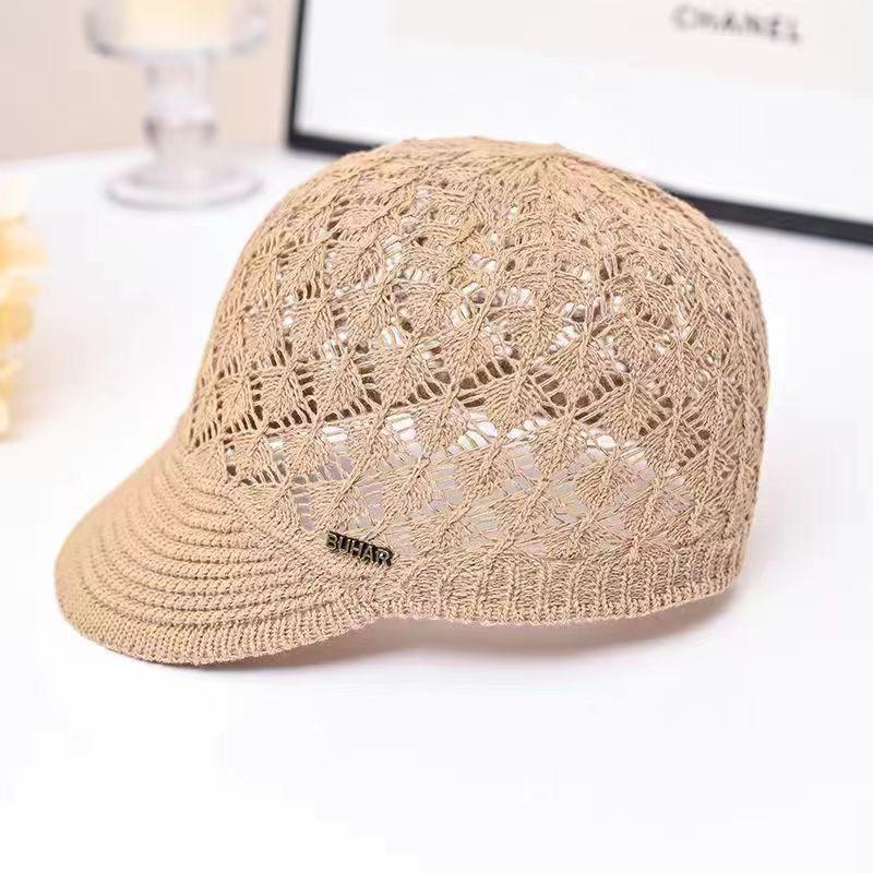 Hat for Women Spring and Summer Duckbill Cap Design Hollowed Out Big Head Circumference Women's Ice Silk Hat, Bailey Hat