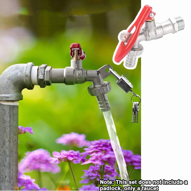 Уличный запираемый латунный водопроводный кран 1/2" Противоугонный садовый кран-кран с красной ручкой для стиральной машины, двора, шланга для мойки автомобиля, соединитель
