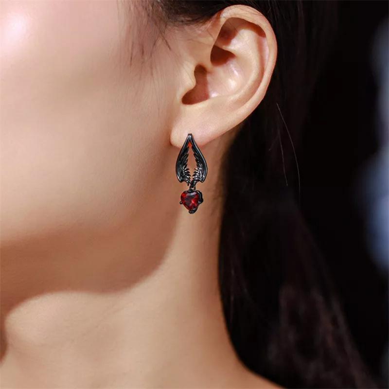 Готические серьги-пусеты с крыльями ангела и цирконом, серьги «Любовь», серьги «Ветер», индивидуальные серьги