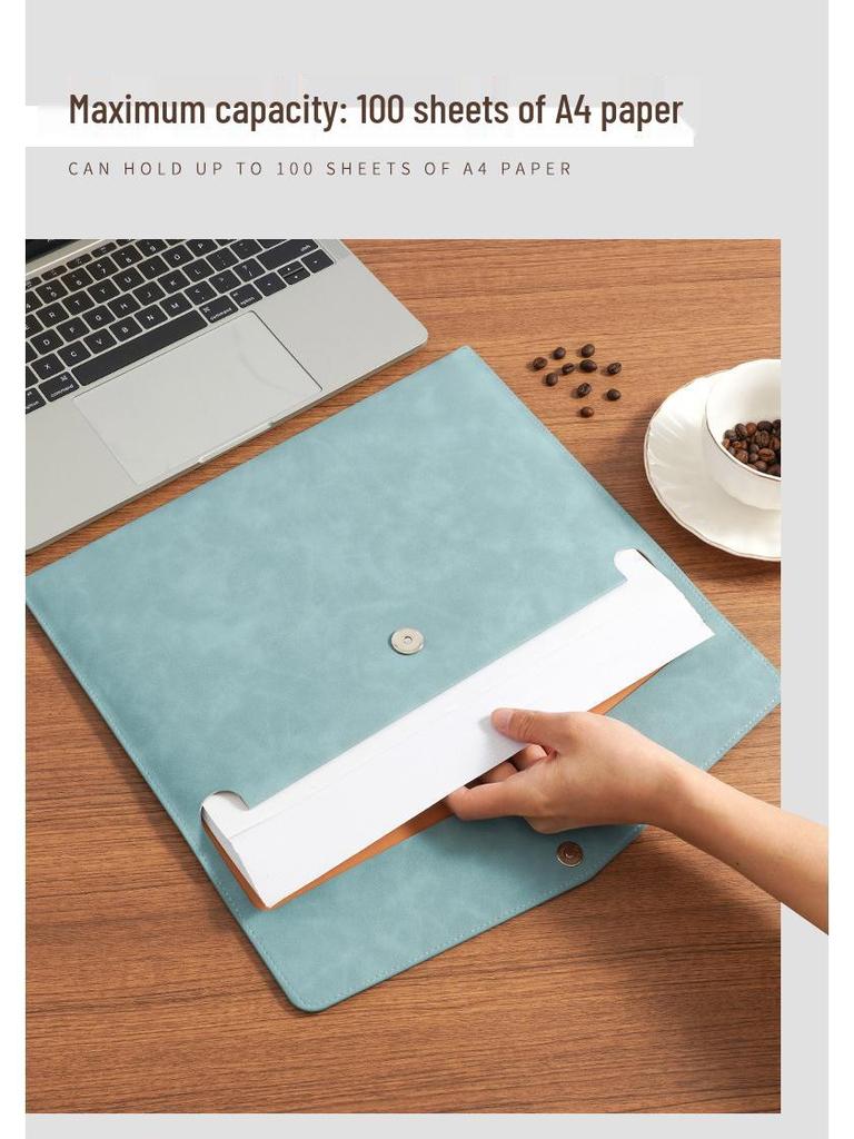 Waterproof Leather A4 Student File Envelope - Large Capacity, Durable Stationery Bag