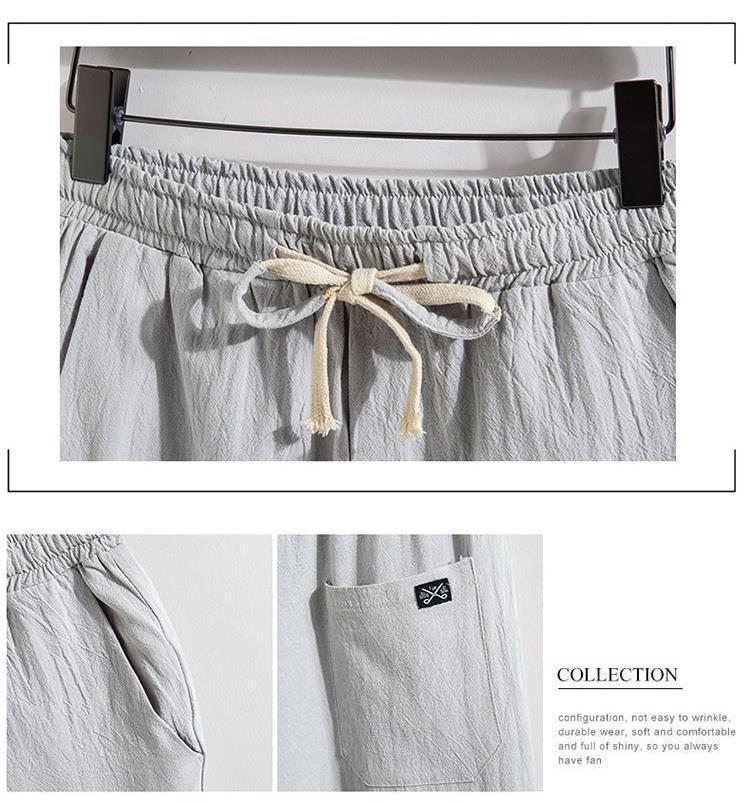 Мужские свободные повседневные брюки Ice Silk Linen 9-Point