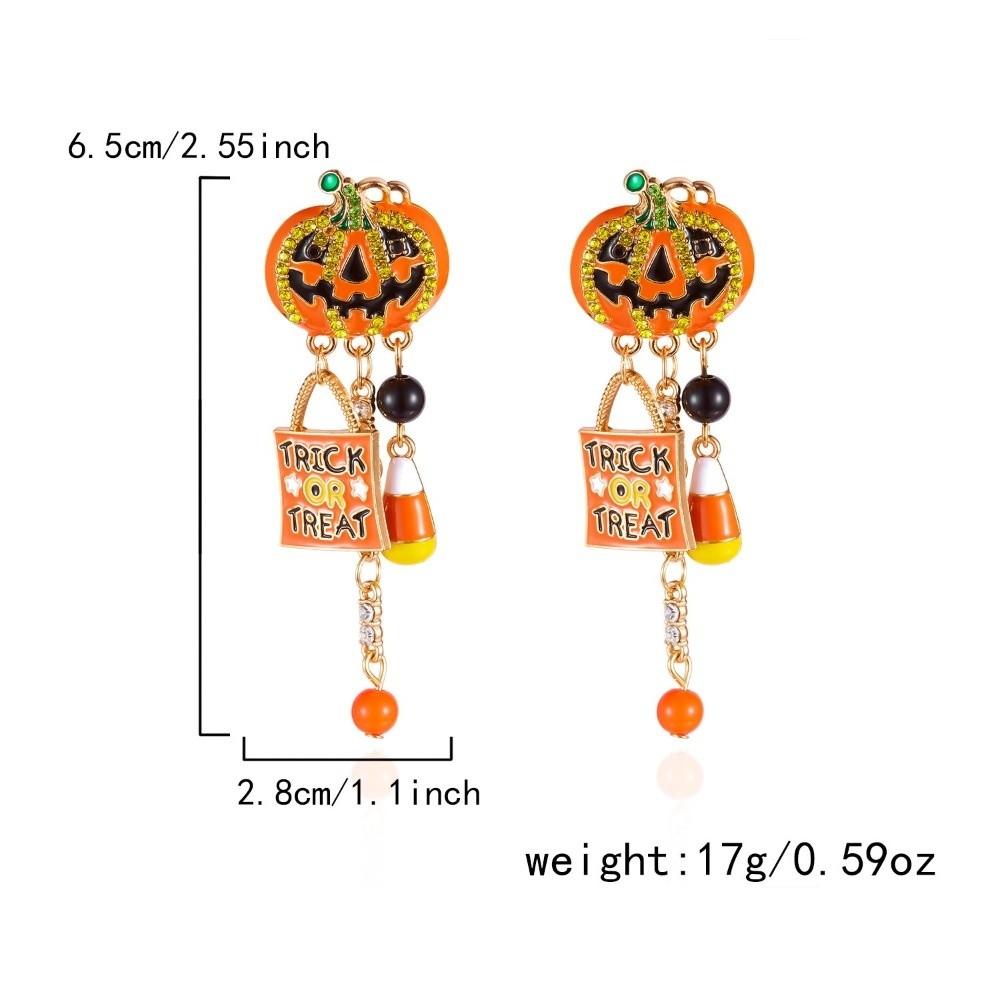 Long Tassel Design Drop Earrings Dripping Oil Effect Pumpkin Earrings Halloween Earrings For Women