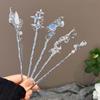 Vintage Moonstone Hair Sticks for Women  New Chinese Style Metal Long Tassel Chain Hair Pins Headwear Hair Accessories