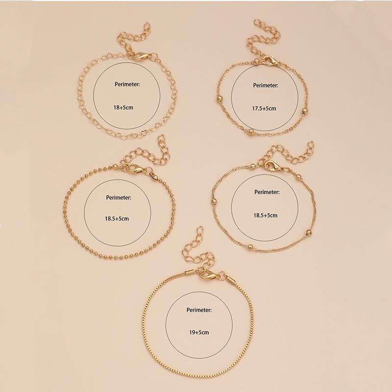 5 шт./компл. Изысканные браслеты-цепочки в форме сердца золотого/серебряного цвета для женщин, повседневная одежда, ювелирные изделия, аксессуары