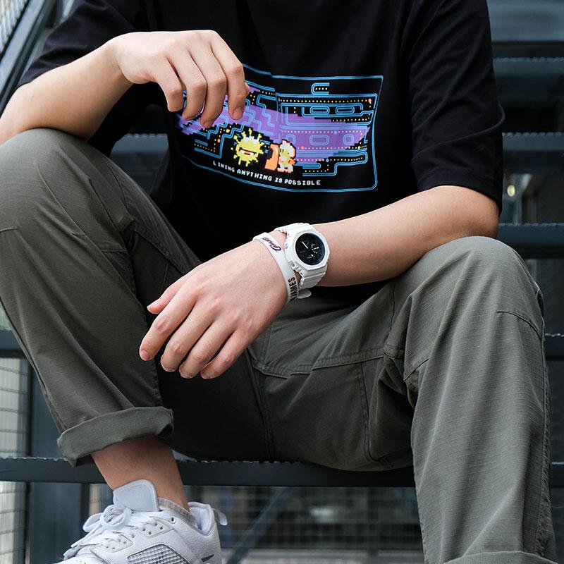 Casio Серия YOUTH с двойным дисплеем LCD/стрелки Тонкий восьмиугольный циферблат Двойной дисплей Спортивные Наручные часы для улицы Водонепроницаемые из углеродного волокна Кварцевые GA-2100-7APR