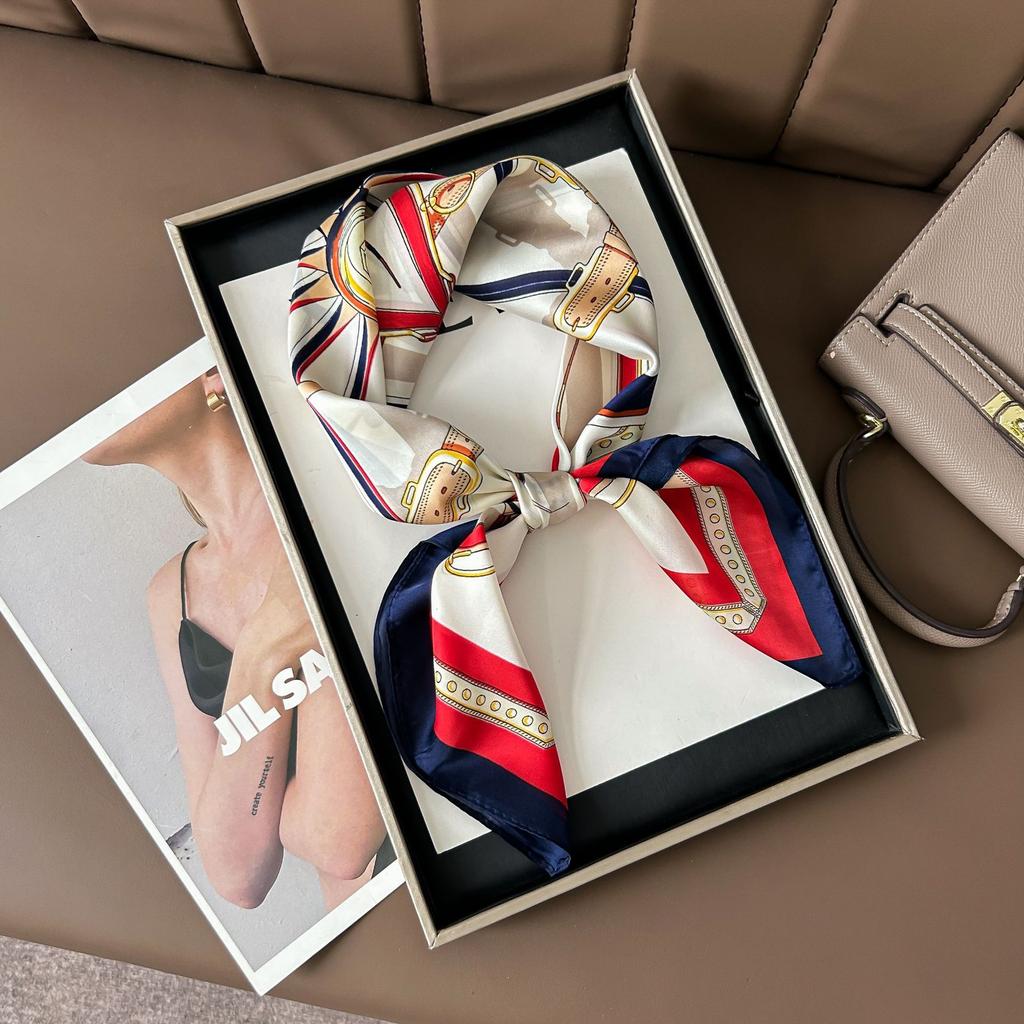 Шелковый шарф женский модный универсальный высокий смысл 70 квадратный шарф защита шеи шарф ретро шарф сумка