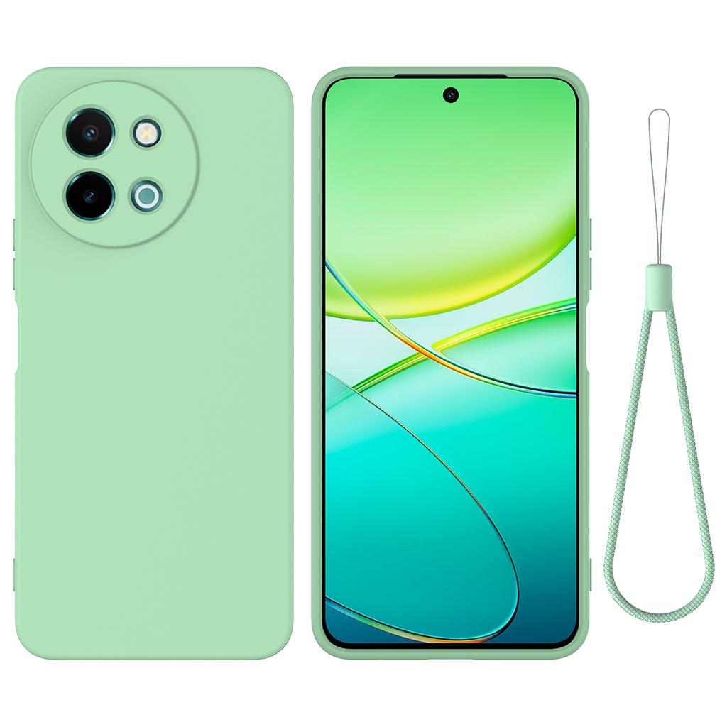 For Vivo Y58 5G Liquid Silicone Case Phone Back Cover with Hand Strap