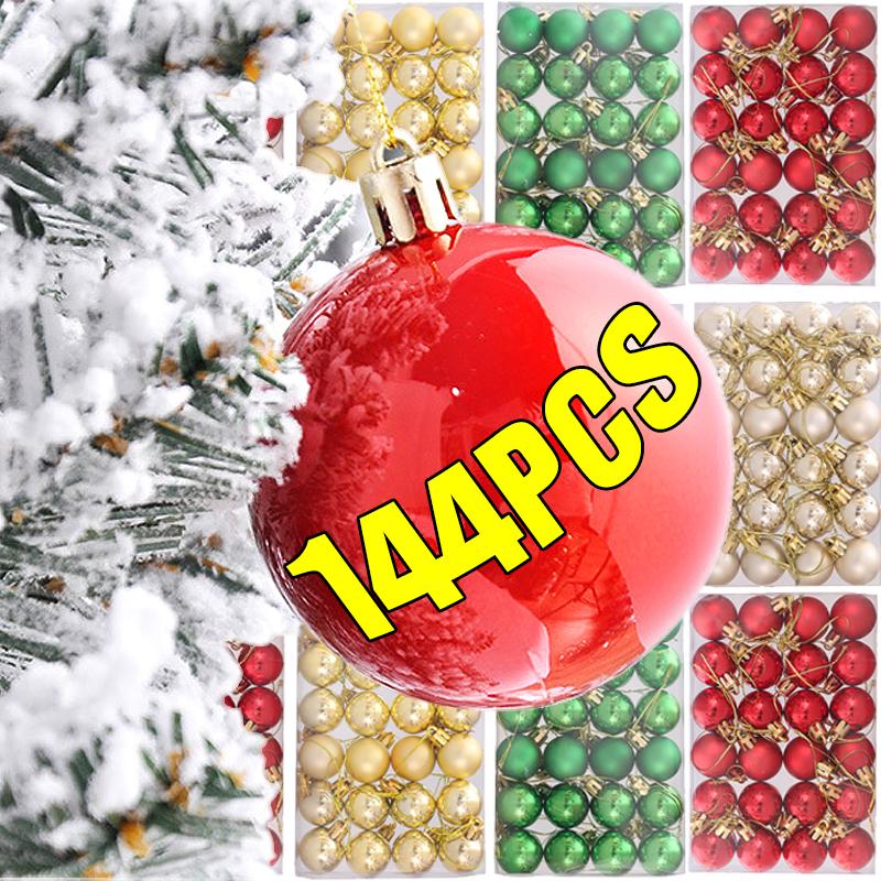 144/24 шт. Мини-шары для рождественской елки Красные Золотые Серебристые Шары для Рождественской Елки Подвеска Сделай сам Украшение для Рождественской Вечеринки Подарок Новый Год
