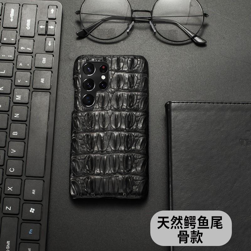 Genuine Leather Phone Case S25 Ultra S23 Note20 Luxury Crocodile Texture Full Body Shockproof Cover