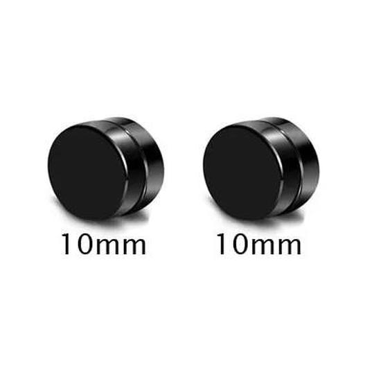 Classic 6/8/10 mm Double Side Black Magnet Round Circle Punk 316L Stainless Steel Stud Earrings for Women Men Magnetic Ear Studs
