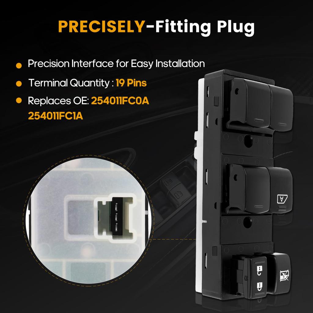 Window Switch Power Window Switch Driver Side For Nissan Cube 2009-2014 25401-1FC0A, 254011FC0A, 254011FC1A