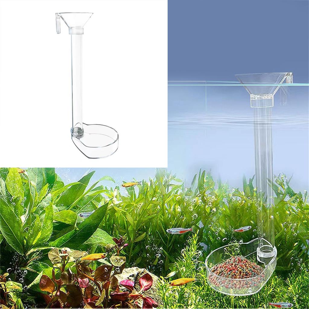 Feeding Food Tube for FishTank Feeding Tools with Dish Bowl Easy Clean Transparent Acrylic Crystal Shrimp Pot