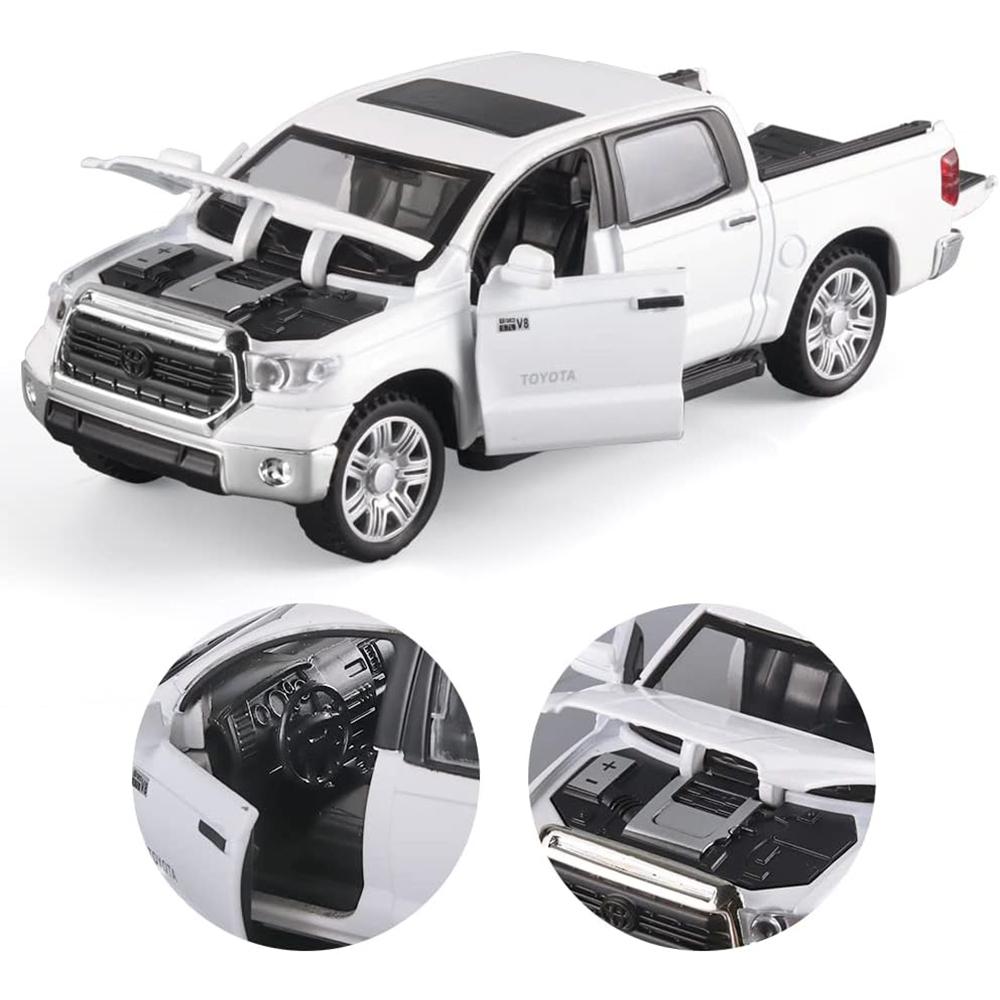 1/32 Масштаб Toyota Tundra Пикапы Литые автомобили Модель игрушки, игрушка из цинкового сплава со звуком и светом, откат, подарки на день рождения для детей