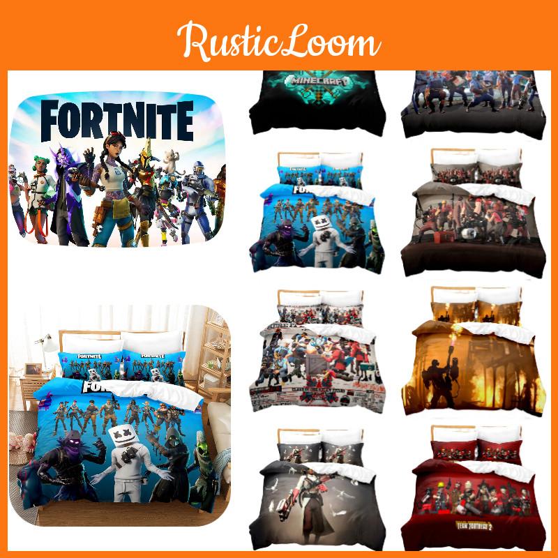 Комплект постельного белья из 3 предметов с цифровым принтом Fortnite Красочный дизайн Высококачественная ткань