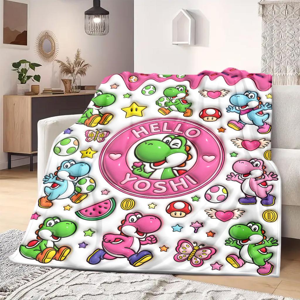 Mario Anime Print Blanket Warm  Comfortable Flannel Blanket Suitable for Bedrooms, Sofas, Beds, Chairs, Picnics, Travel