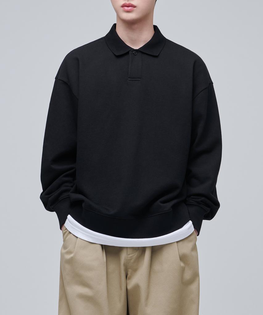 MUSINSA STANDARD Oversized Collared Sweatshirt [Black]