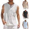Мужские повседневные рубашки без рукавов, жилет, блузка на шнуровке с бандажом, модная свободная рубашка в стиле ретро с V-образным вырезом, мужская одежда однотонного цвета