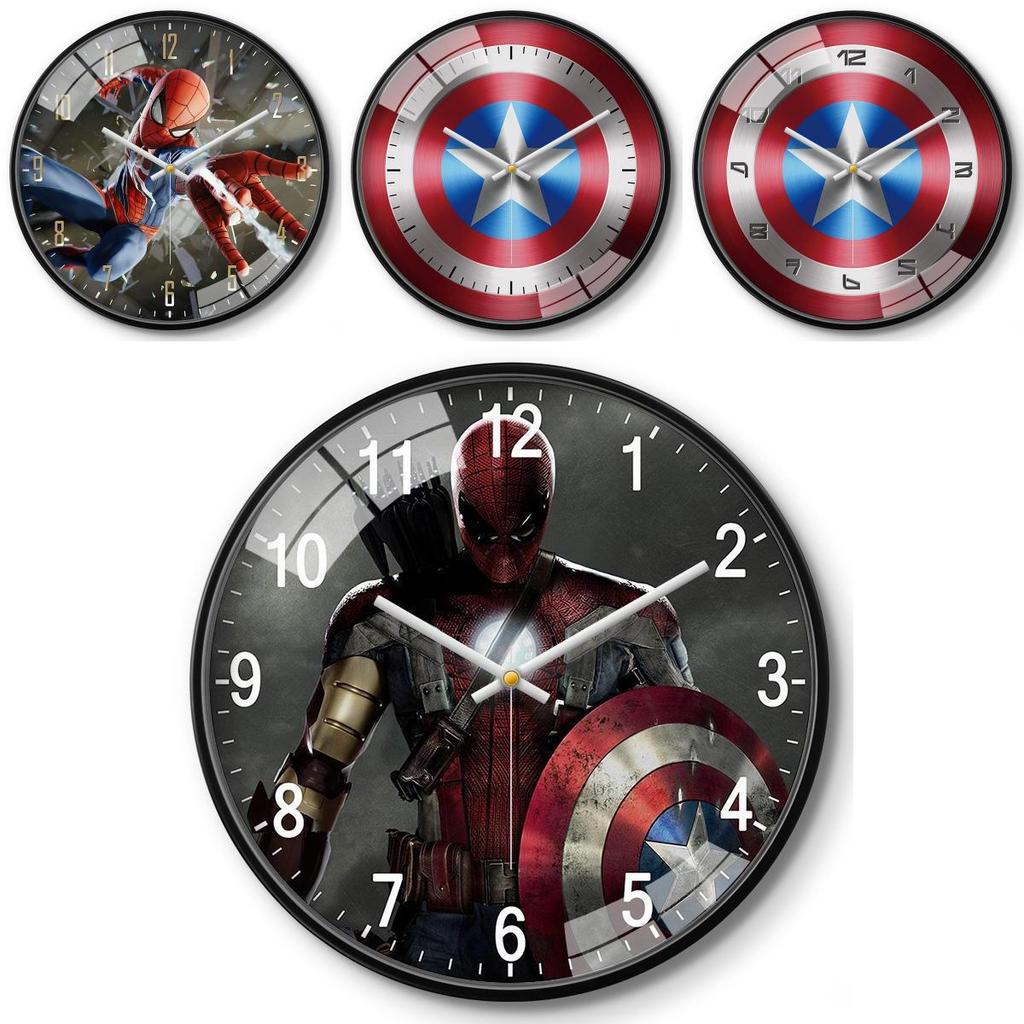Marvel Captain America Iron Man Spider Man Pattern Wall Clock For Kids Room Decor