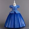 Children's Princess Dresses Thousand Birdie Patchwork Mesh Puffy Long Bubble Sleeve Girls' Stage Performance Dresses  Girl's Favourite Dress
