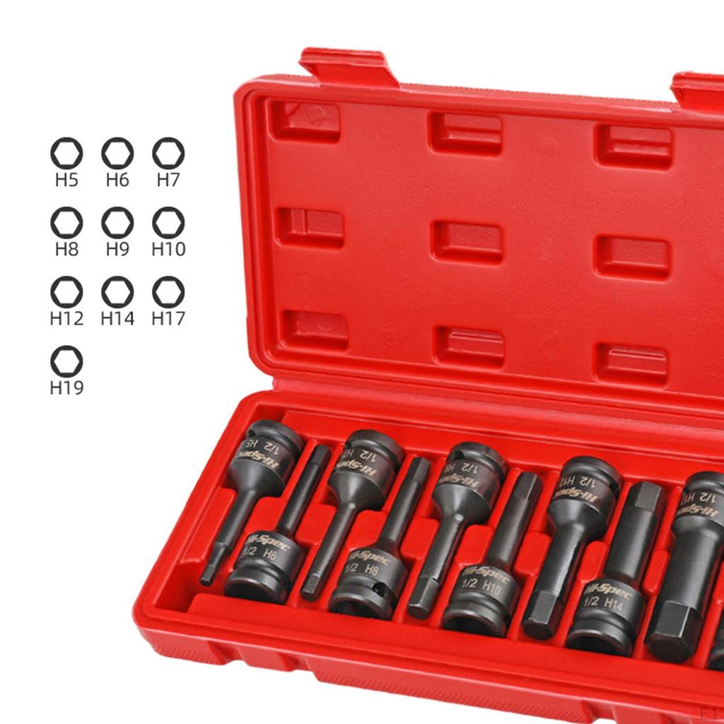 10 шт. 1/2-дюймовые шестигранные насадки с футляром для хранения, набор ударных бит для