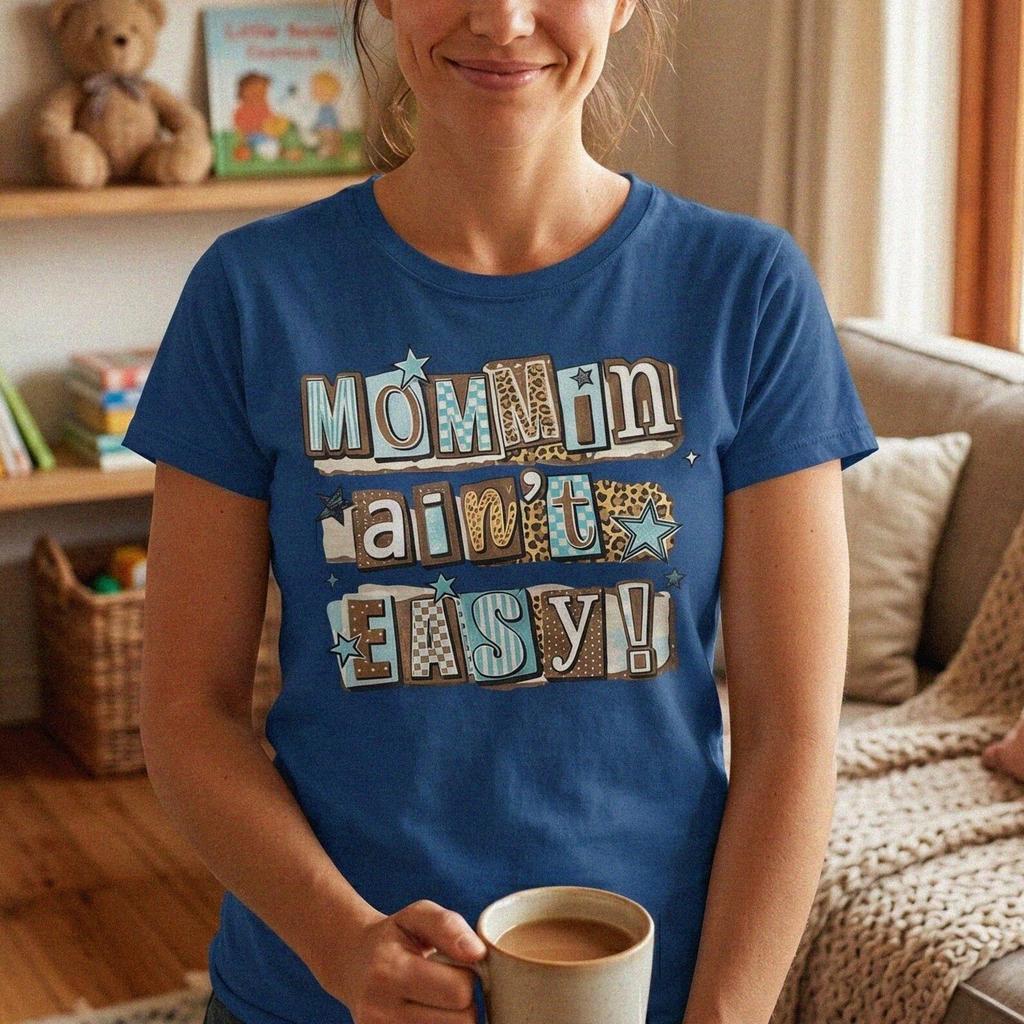 Mommin Ain't Easy T-Shirt | Retro Leopard Mama Graphic Tee