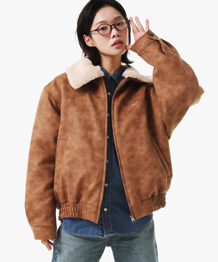 Peace Maker [2Type] Suede Mustang Padded Blouson (Light Brown)