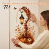 Thanksgiving Window Clings Autumn Pumpkin Street Lamp & Maple Leaves Wall Sticker, Waterproof PVC Fall Harvest Creative Theme Accents Decal,