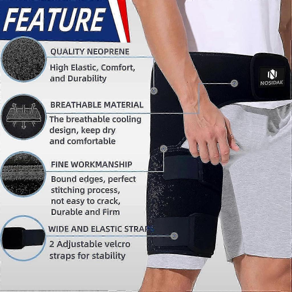Hip Brace For Sciatica Pain Relief Hamstring Compression Sleeve Groin Brace Si Belt Adjustable Support For Si Joint, Sciatic Nerve, Hip Replacement