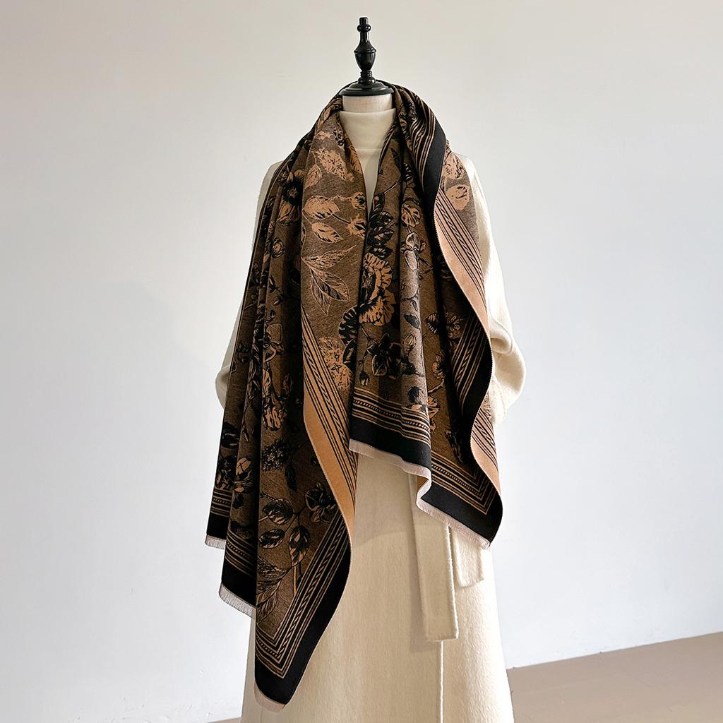 Luxury Winter Faux Cashmere Wraps for Women Warm Scarf Pashmina Shawl Blanket Travel Poncho Stoles