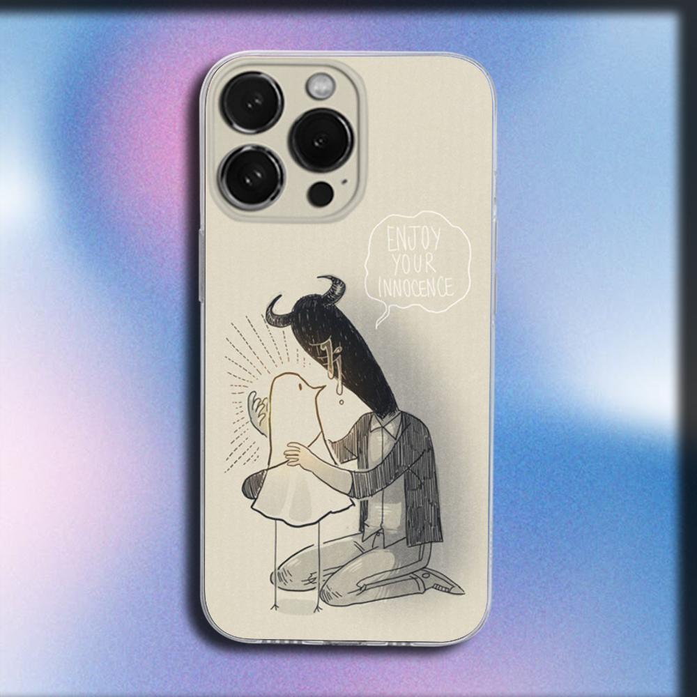 Чехол для телефона «Спокойной ночи, П-Пунпун» для iPhone 16, 15, 14, 13, 12, 11 Plus, Pro, Max, XR, XS, X, Plus, SE, Mini Прозрачный Мягкий Чехол