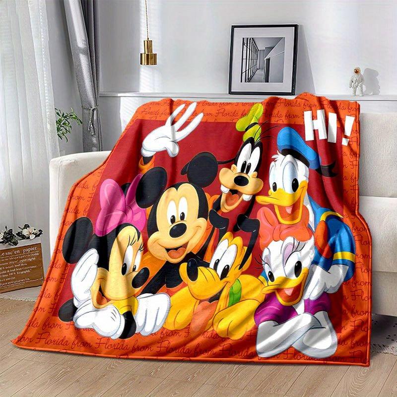 1pc Mickey Mouse and Minnie Flannel Throw Blanket - Soft, Cozy, And Versatile For All Seasons - Perfect For Couch, Bed, Office, And Travel C