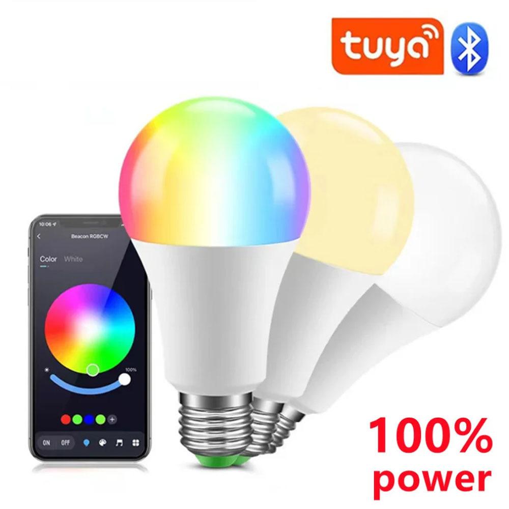 Беспроводная Bluetooth 4.0 умная лампа Tuya с управлением через приложение с регулируемой яркостью 9 Вт E27 RGB + CW + WW светодиодная лампа с изменением цвета, совместимая с IOS/Android
