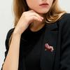 1 шт. Изысканная брошь в виде лошади с голубым бриллиантом, красная подарочная одежда, украшение, модная брошь из цинкового сплава