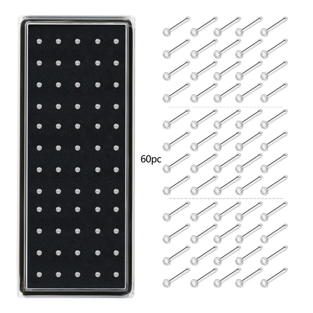 60 шт. 1,8 мм Стальные стразы Пирсинг для носа и хряща уха