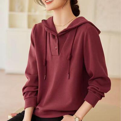 Женская повседневная толстовка с капюшоном - Коллекция Осень 2025, Свободный крой, Универсальный топ с длинным рукавом для женщин среднего возраста